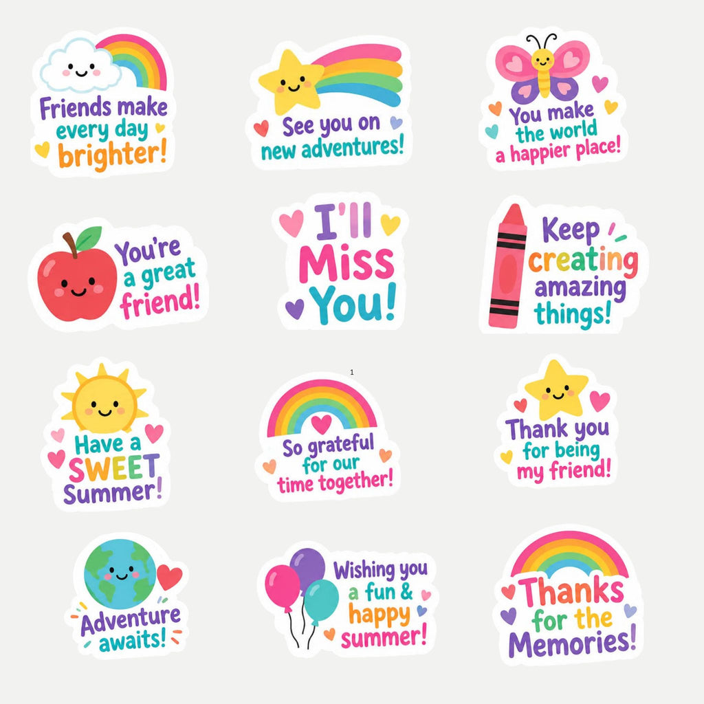Personalized Daycare Friendship Sticker Gift Box | 12 Peel & Stick Vinyl Stickers