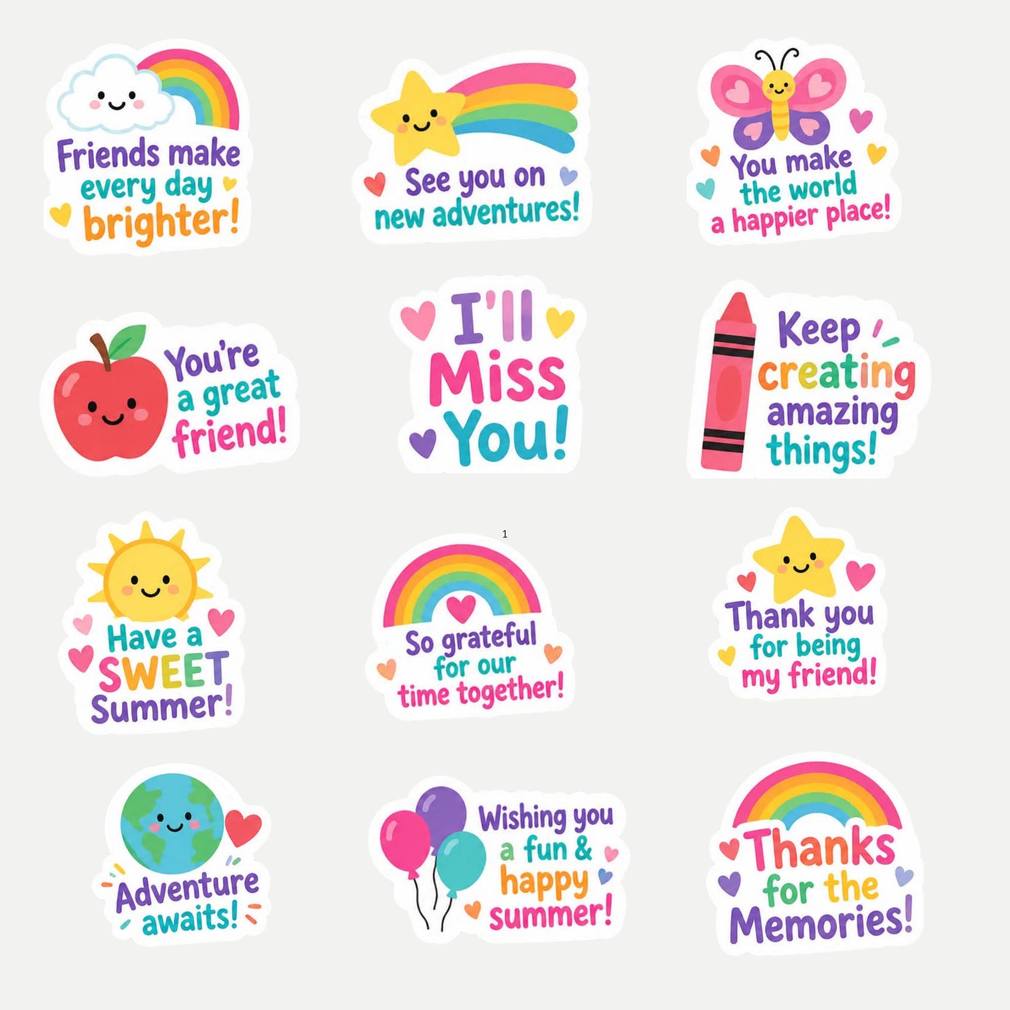 Personalized Daycare Friendship Sticker Gift Box | 12 Peel & Stick Vinyl Stickers