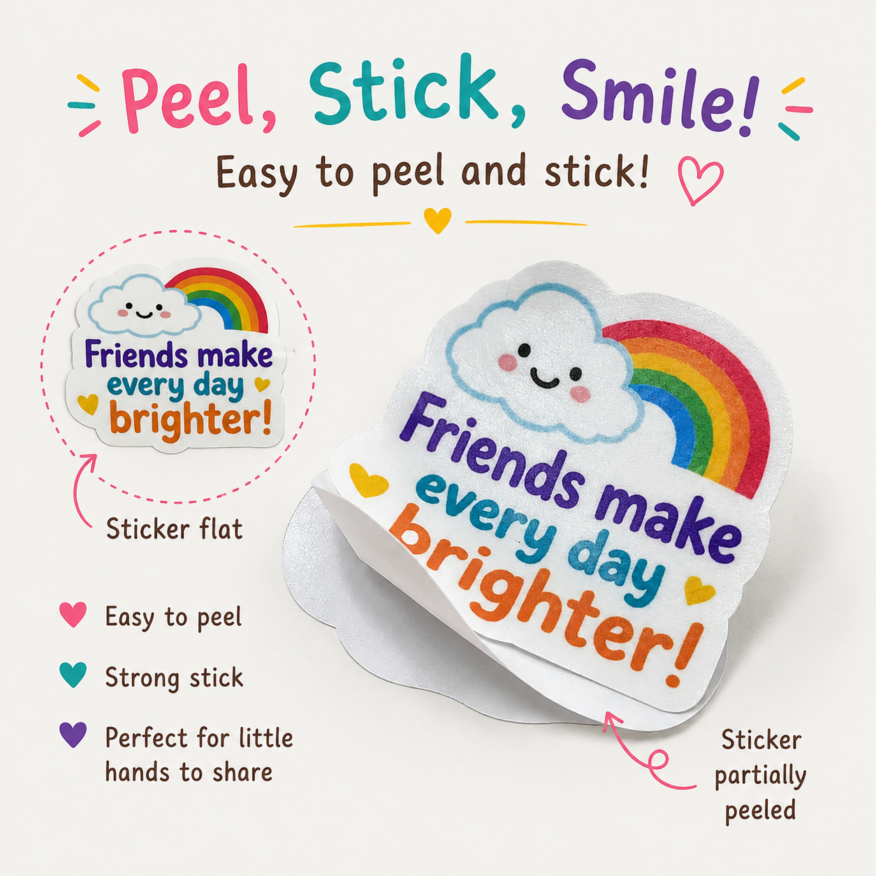 Personalized Daycare Friendship Sticker Gift Box | 12 Peel & Stick Vinyl Stickers
